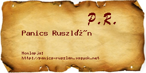 Panics Ruszlán névjegykártya